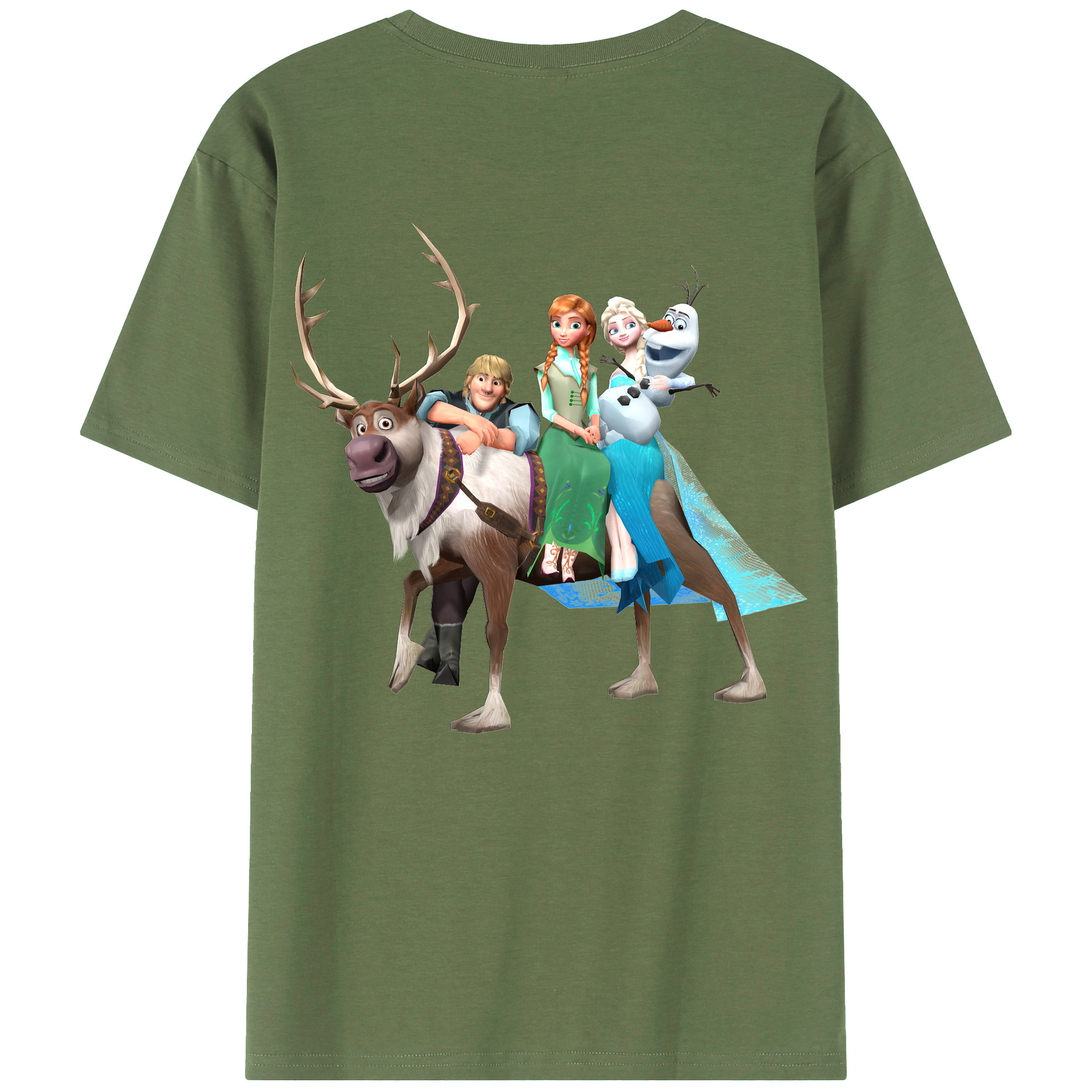 （画像用） アナと雪の女王 アンナ エルサ Frozen Anna Elsa 綿100％ メンズ半袖Tシャツ（バックプリント） 通気性